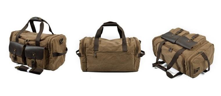 Mens Waxed Canvas Leather Weekender Bag - Durable Travel Bag for Men