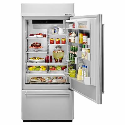 KitchenAid 36-inch Built-in Bottom Freezer Refrigerator with Internal Ice Maker KBBR306ESS