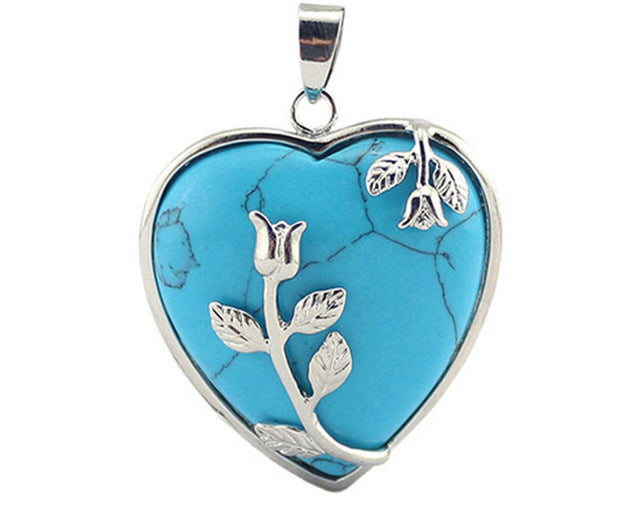European Fashion Heart Stone Chain Necklace with Opal Love Pendant - Trendy Valentines Day Gift for Women