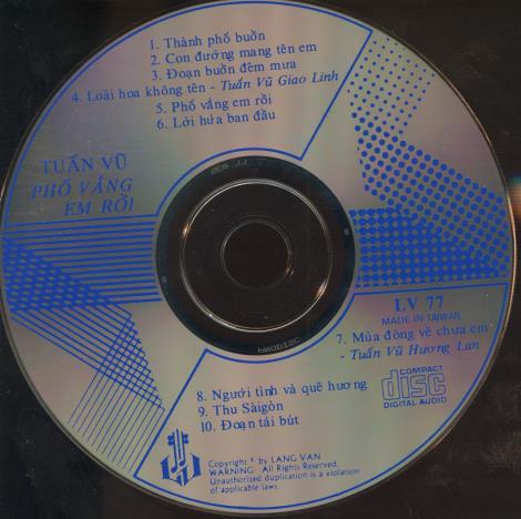 Tuan Vu: Pho Vang Em Roi - Vietnamese Rare Music Audio CD