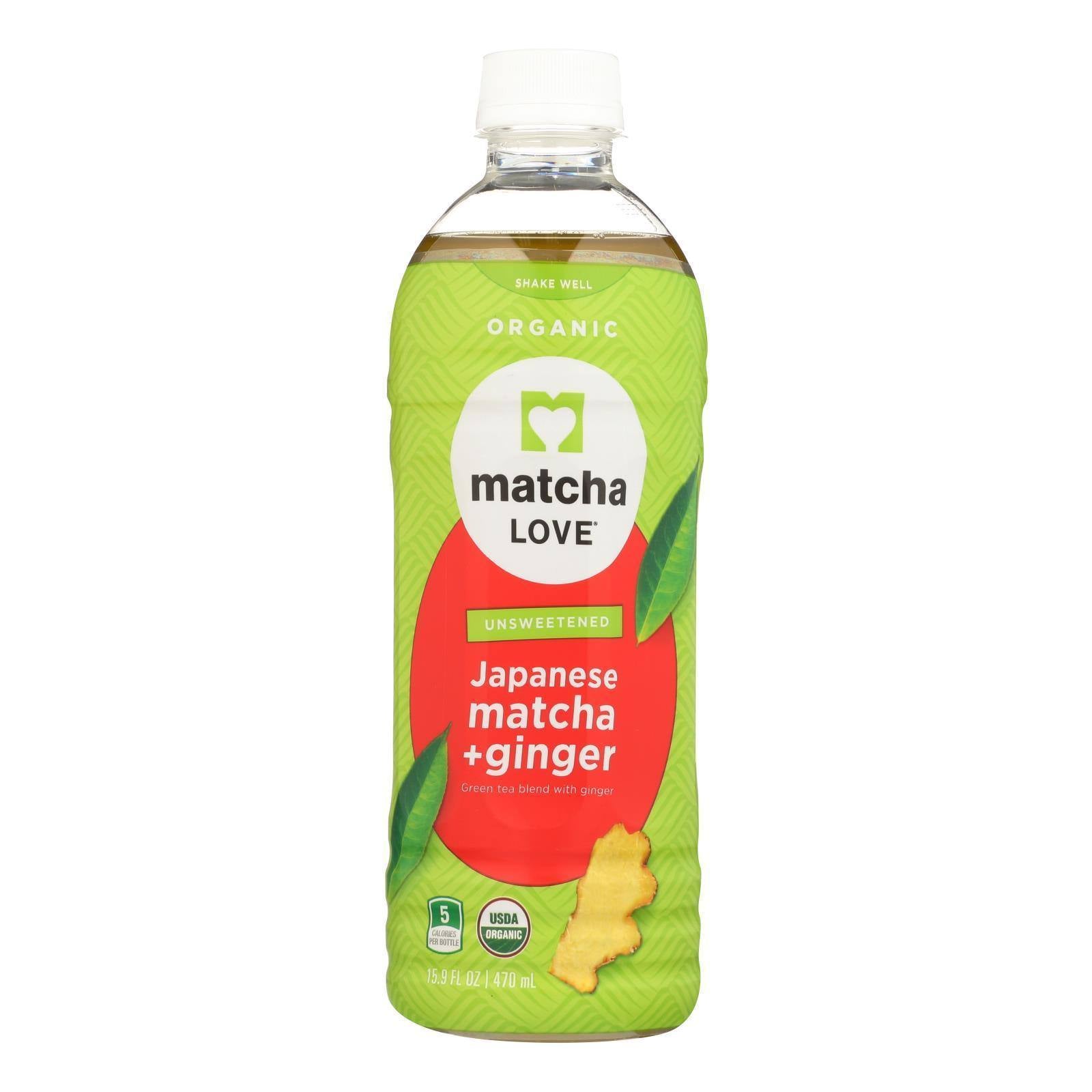 Matcha Love Drink - Organic Matcha and Ginger Tea - Case of 12 (15.9 fl oz)