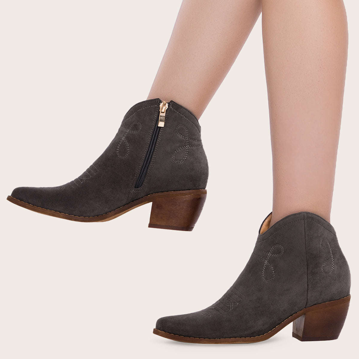 Pointed Toe Western Cowgirl Boots with Chunky Heel