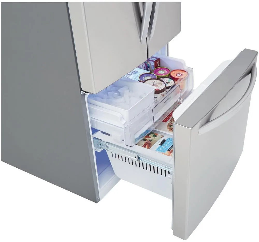 LG - 30 in. W 22 cu. ft. French Door Refrigerator with Ice Maker in Stainless Steel