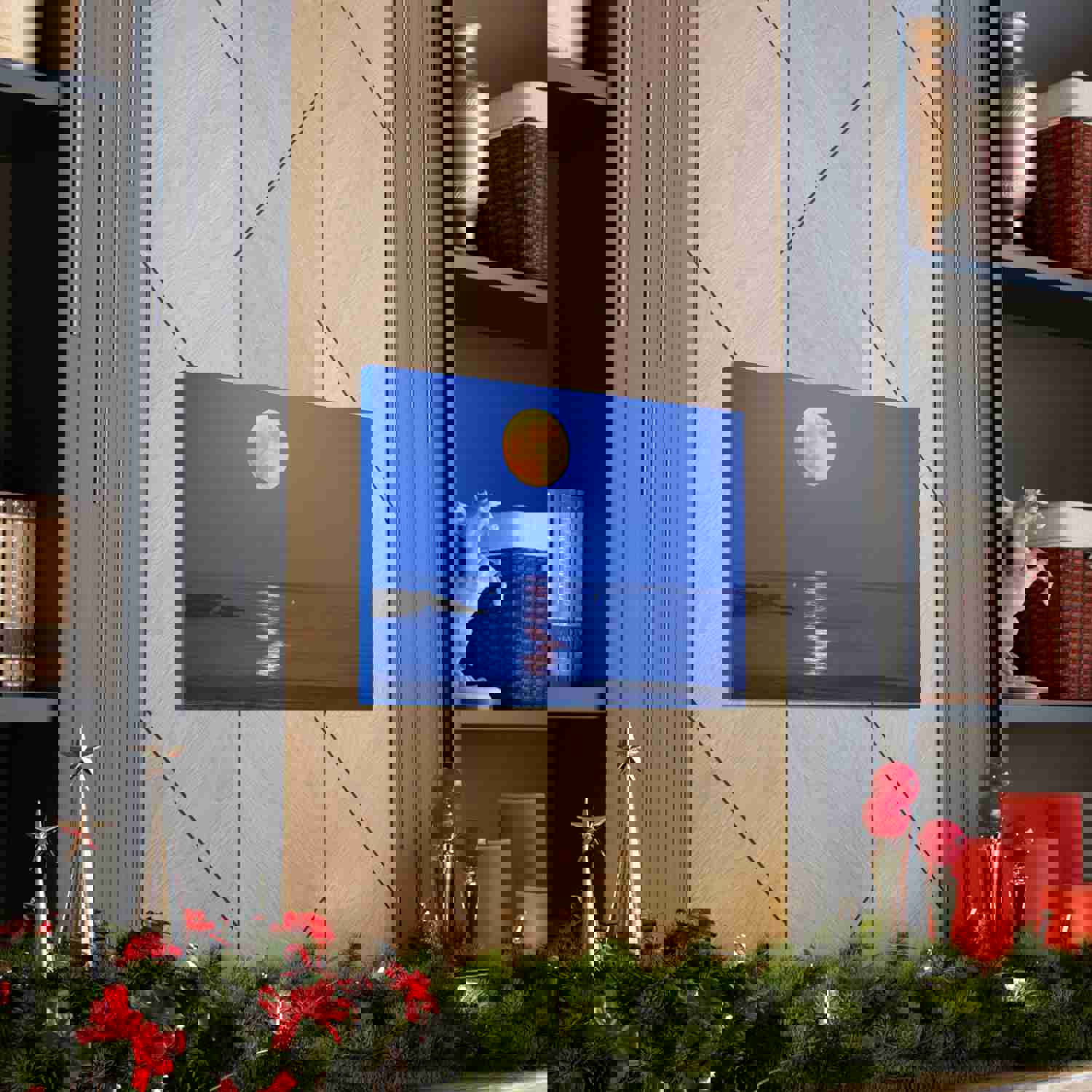 Super Moon over Seascape Sea Canvas Wall Art for Home Decor