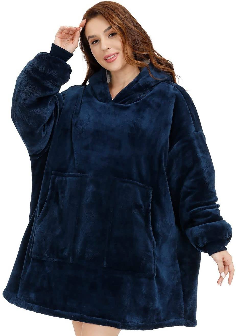 Oversized Wearable Sherpa Fleece Blanket Hoodie - Soft, Warm & Comfortable