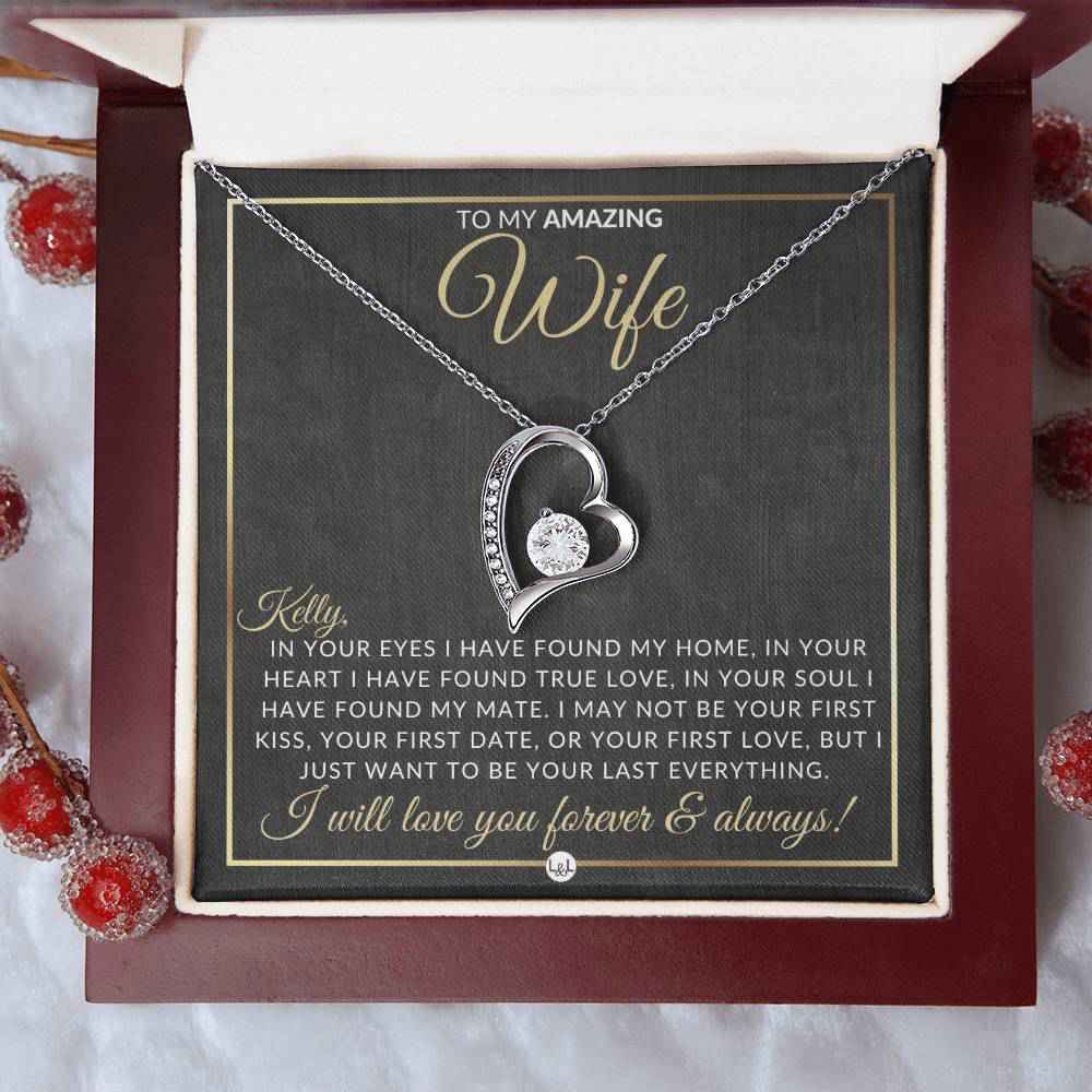 Personalized Open Heart Pendant Necklace - Unique Gift for Wife