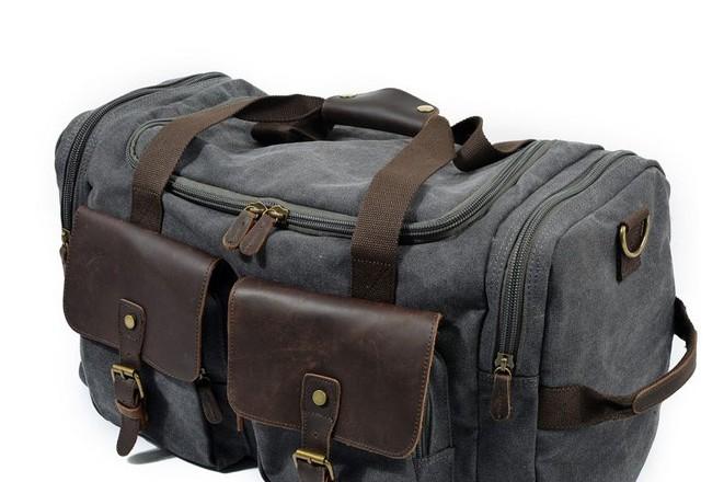 Mens Waxed Canvas Leather Weekender Bag - Durable Travel Bag for Men