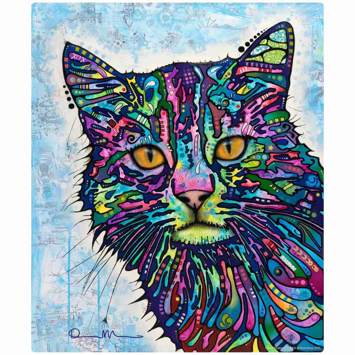 Diligent Cat Dean Russo Pop Art Wall Decal - Colorful Modern Art Sticker