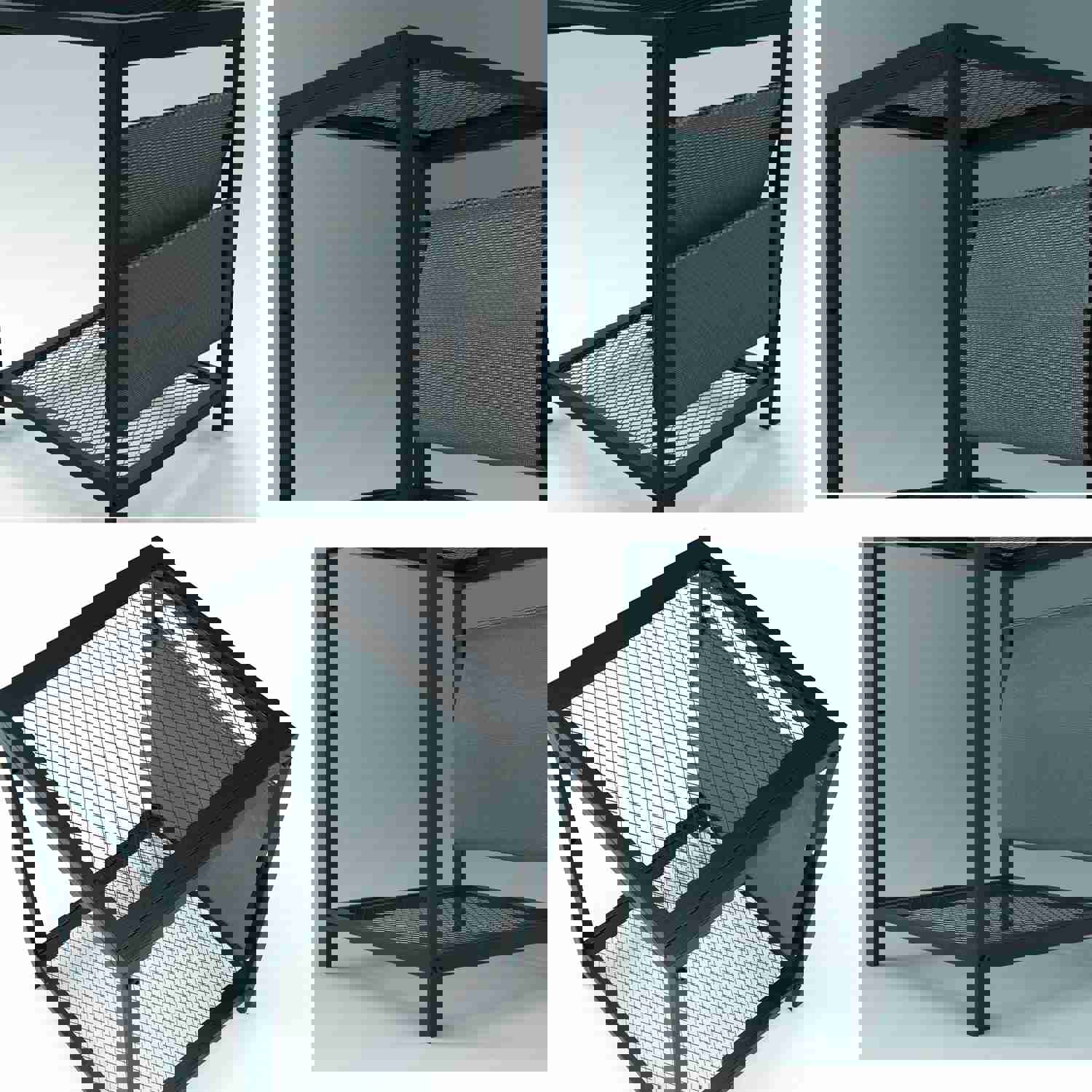 Outdoor Patio Furniture 3-Piece Set - Garden Armchair & Coffee Side Table (Black Frame, Modern Design)