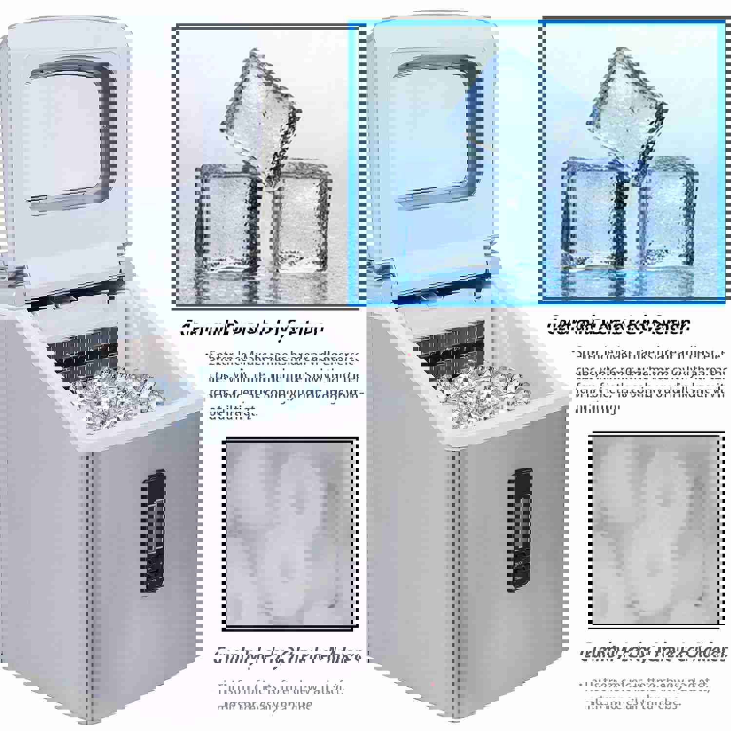 Portable Counter-top Ice Maker Machine for Crystal Ice Cubes in 48 lbs/24H with Ice Scoop