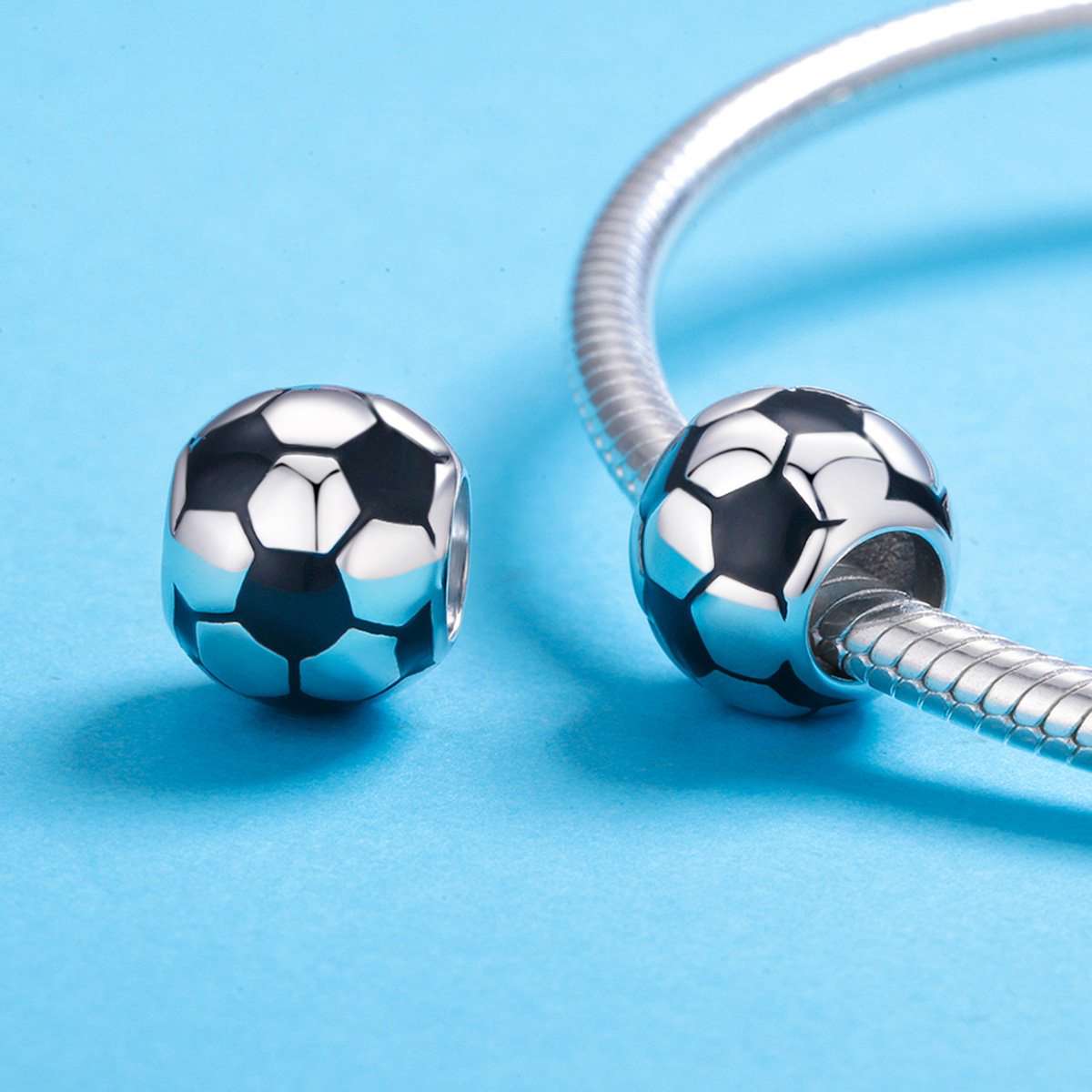 Sterling 925 Silver Football Soccer Pendant for Pandora & European Charm Bracelets