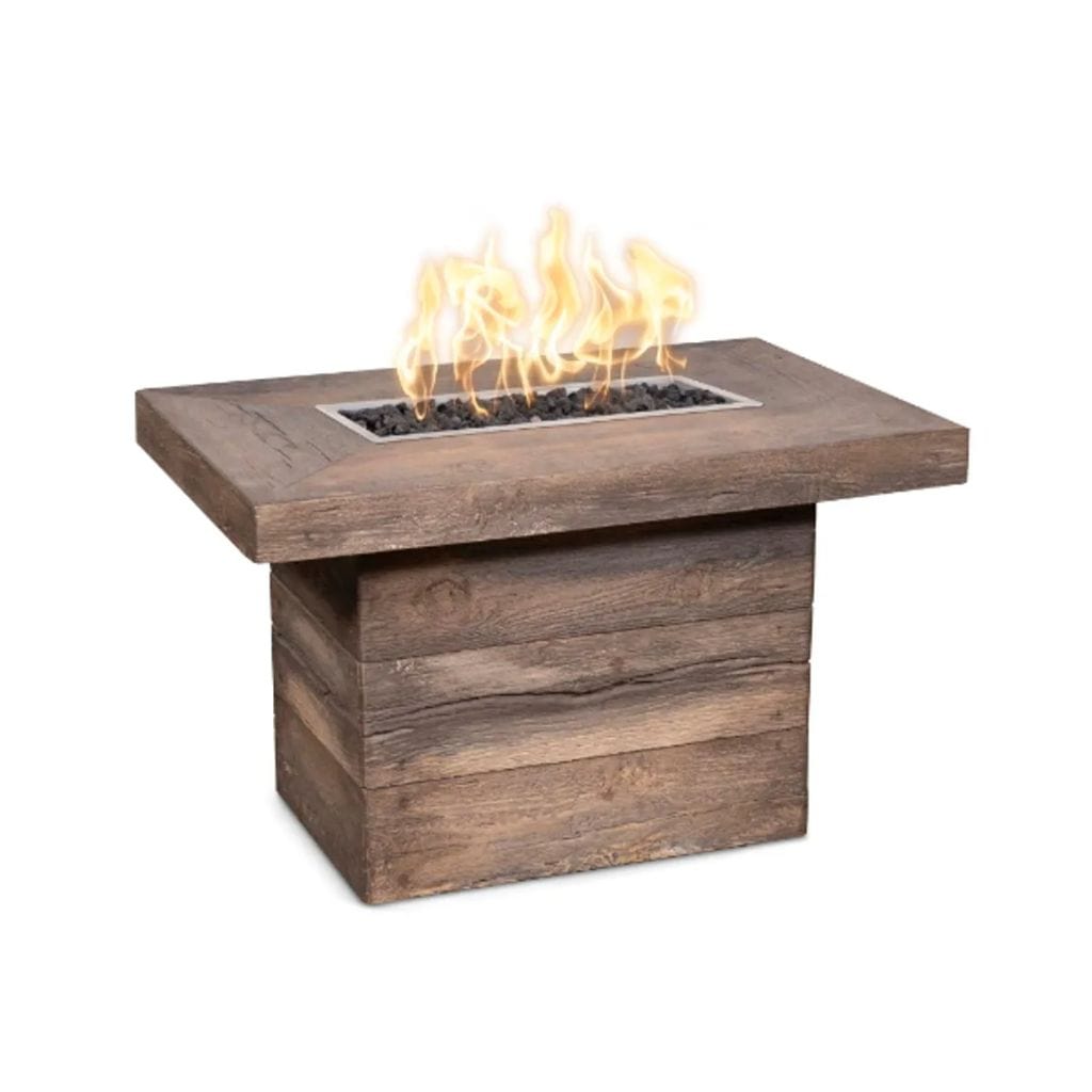 The Outdoor Plus 36 Alberta GFRC Wood Grain Concrete Rectangle Gas Fire Pit Table