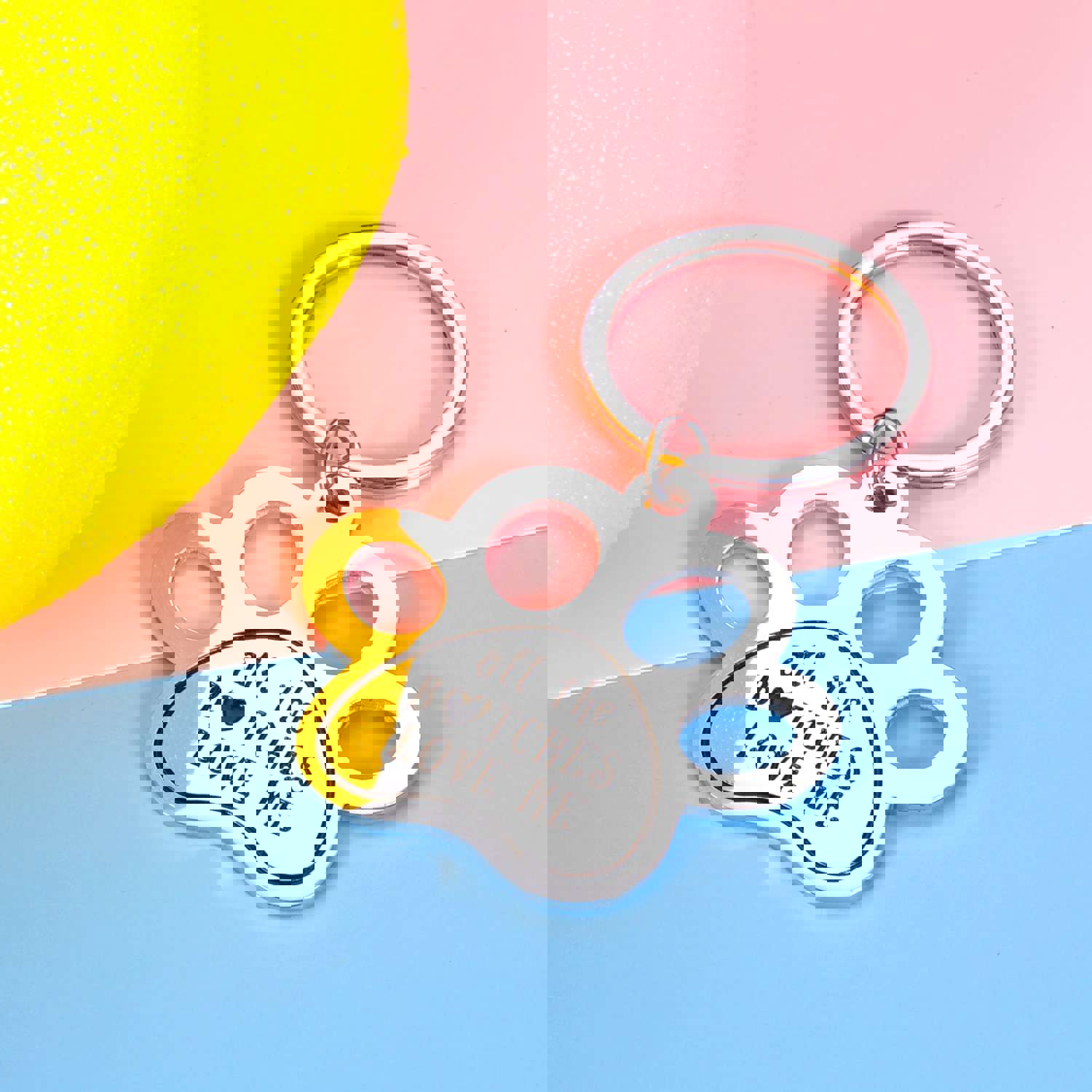 Funny Pet Tag Keychain for Dog & Cat Lovers - Personalized Stainless Steel ID Tag