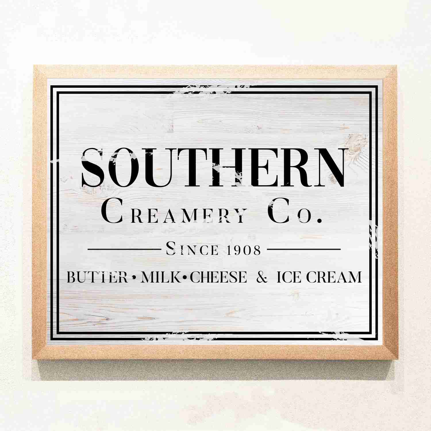 Southern Creamery Co. Vintage Wall Art Sign - 14 x 11 Replica Distressed Poster Print - Ready to Frame