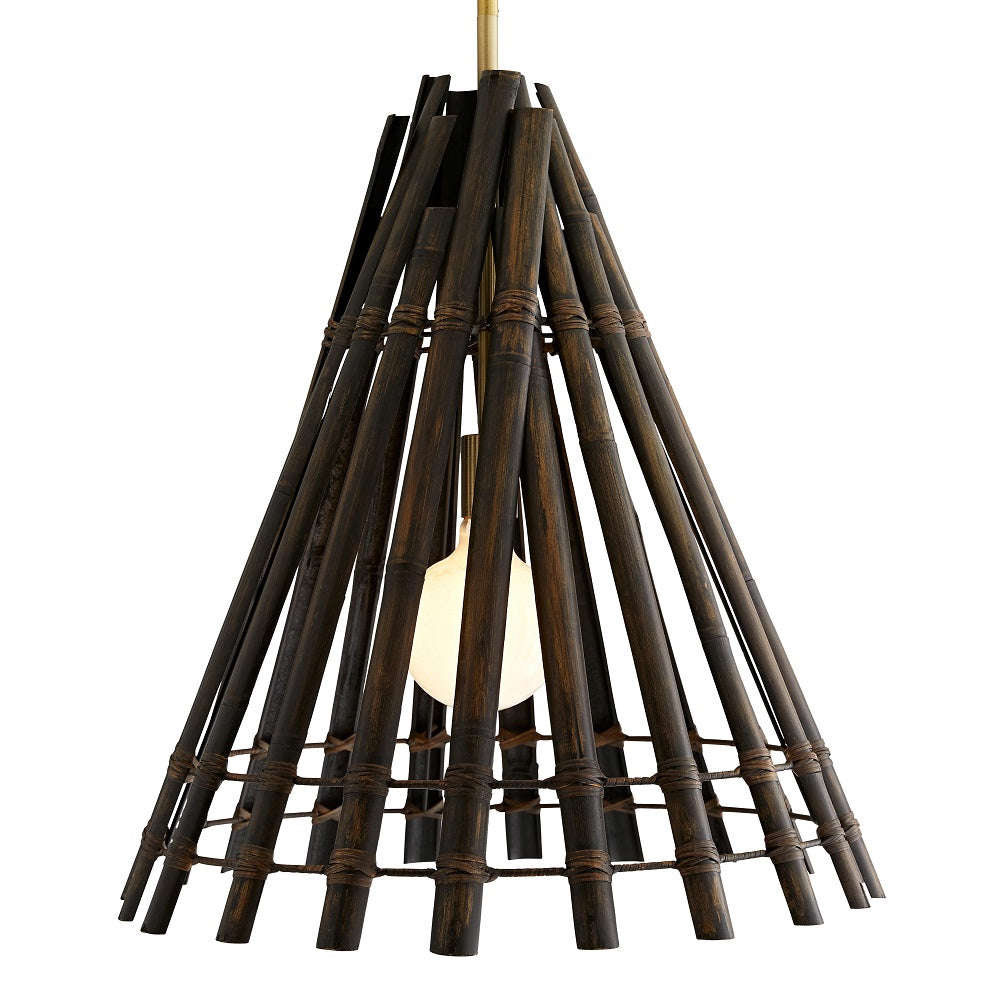 Bamboo Brass Hardware Pendant Light with Adjustable Height