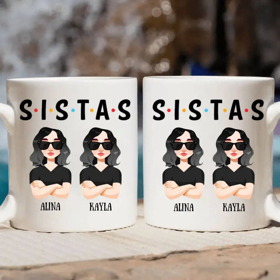 Personalized Custom White Mug - Juneteenth, Birthday Gift For Friends, Besties - Sistas Forever