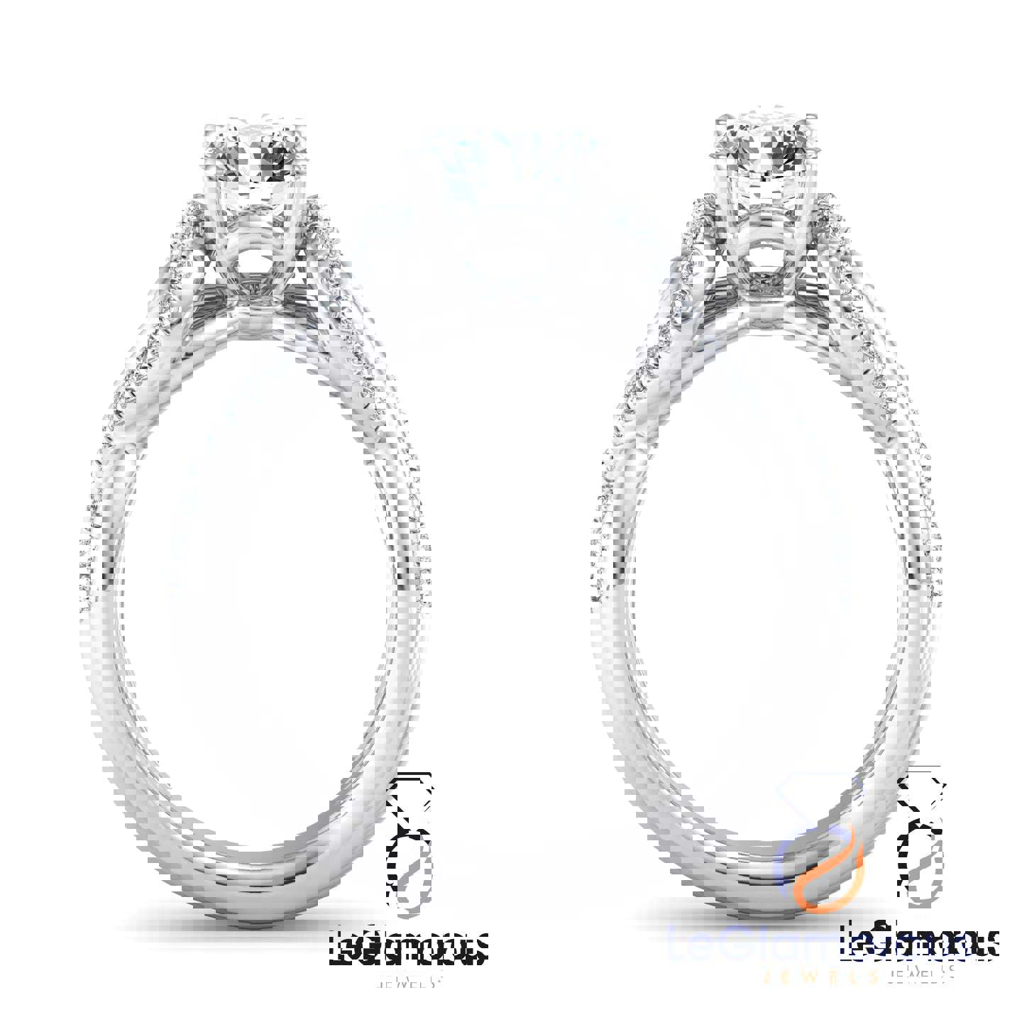Round Cut Pave Style Lab Grown Diamond Engagement Ring - IGI Certified