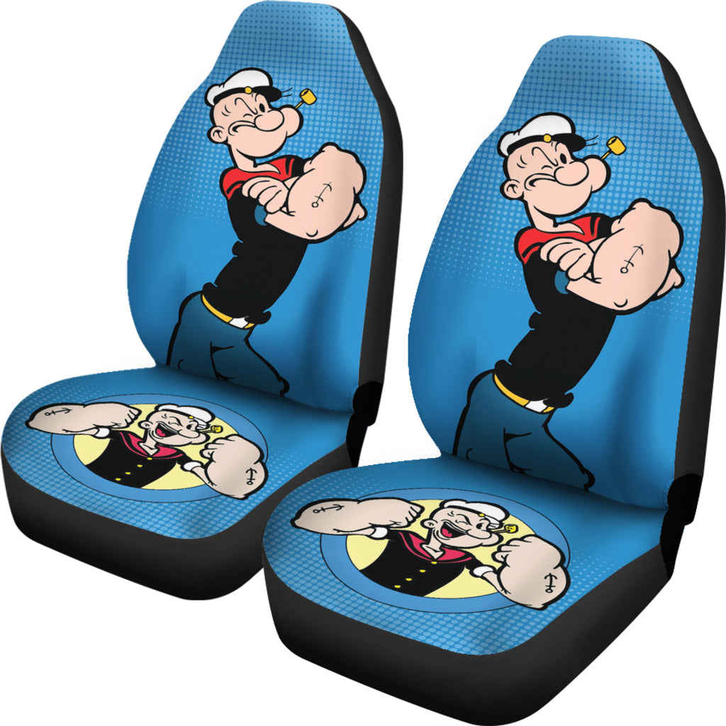 Popeye Car Seat Covers - Halftone Background Design