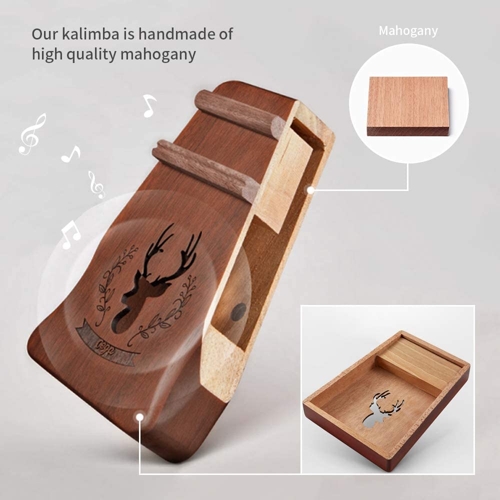 Dripex 17 Keys Kalimba Thumb Piano with Instruction Book and Tuning Hammer, Perfect for Beginners and Music Lovers