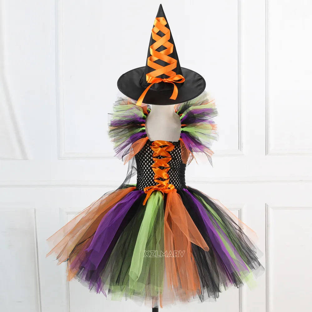 Kids Girls Carnival Vestidos Clothing Set with Bag and Hat for Halloween