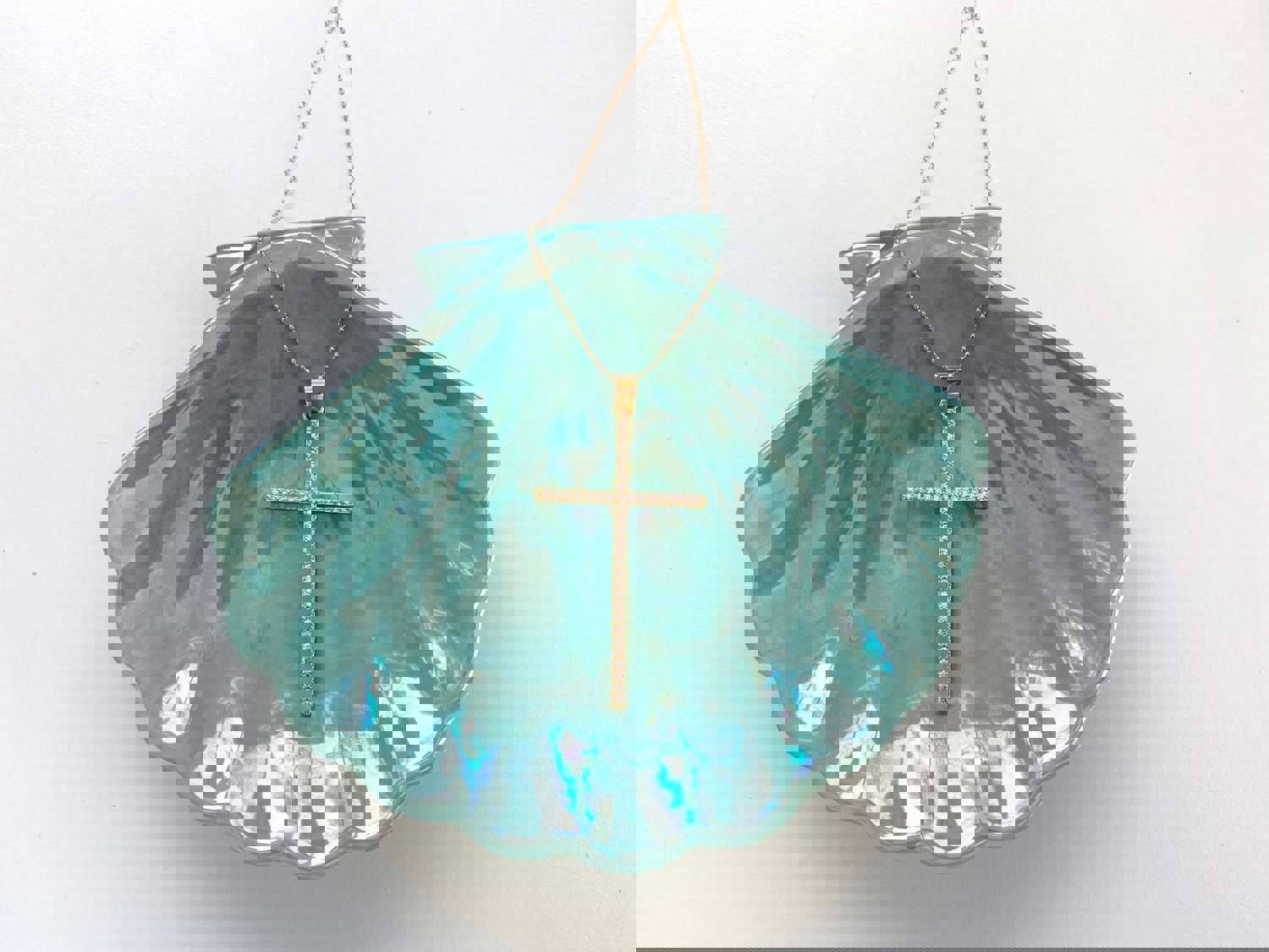 Isla Cross Pendant Necklace Chain - 18K Gold Filled with Crystal Cross