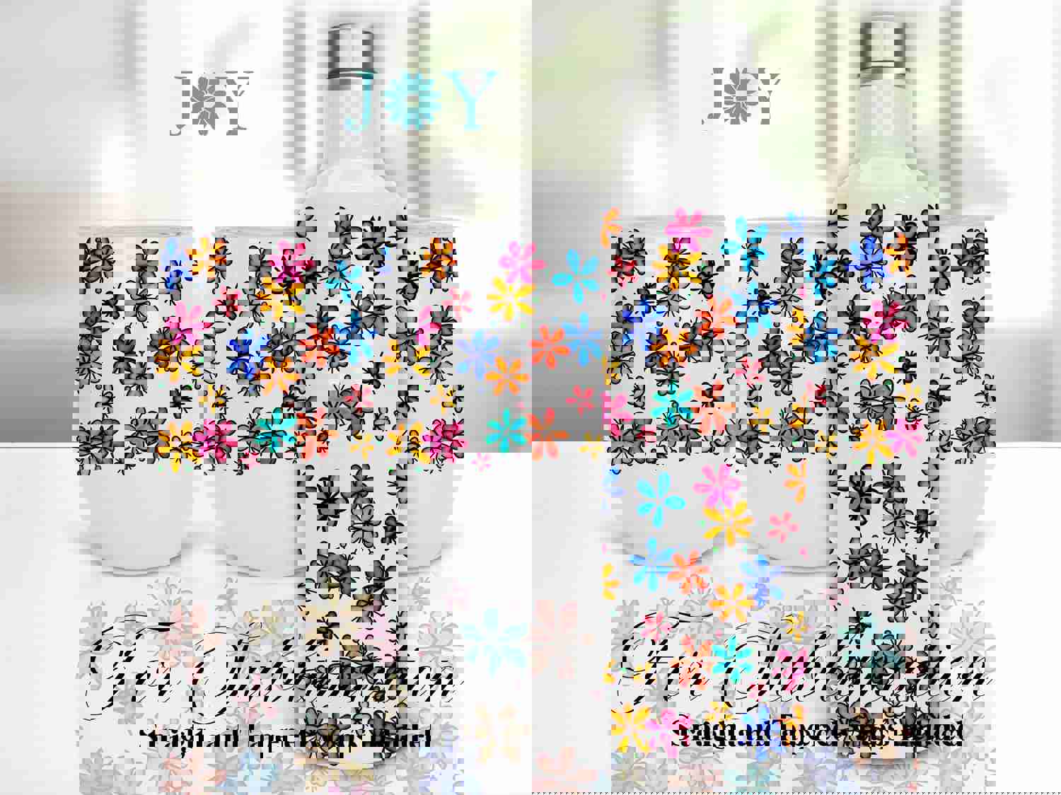 Art Pop Flower Sublimation Designs for 12oz Wine Tumblers - Digital Sublimation Template