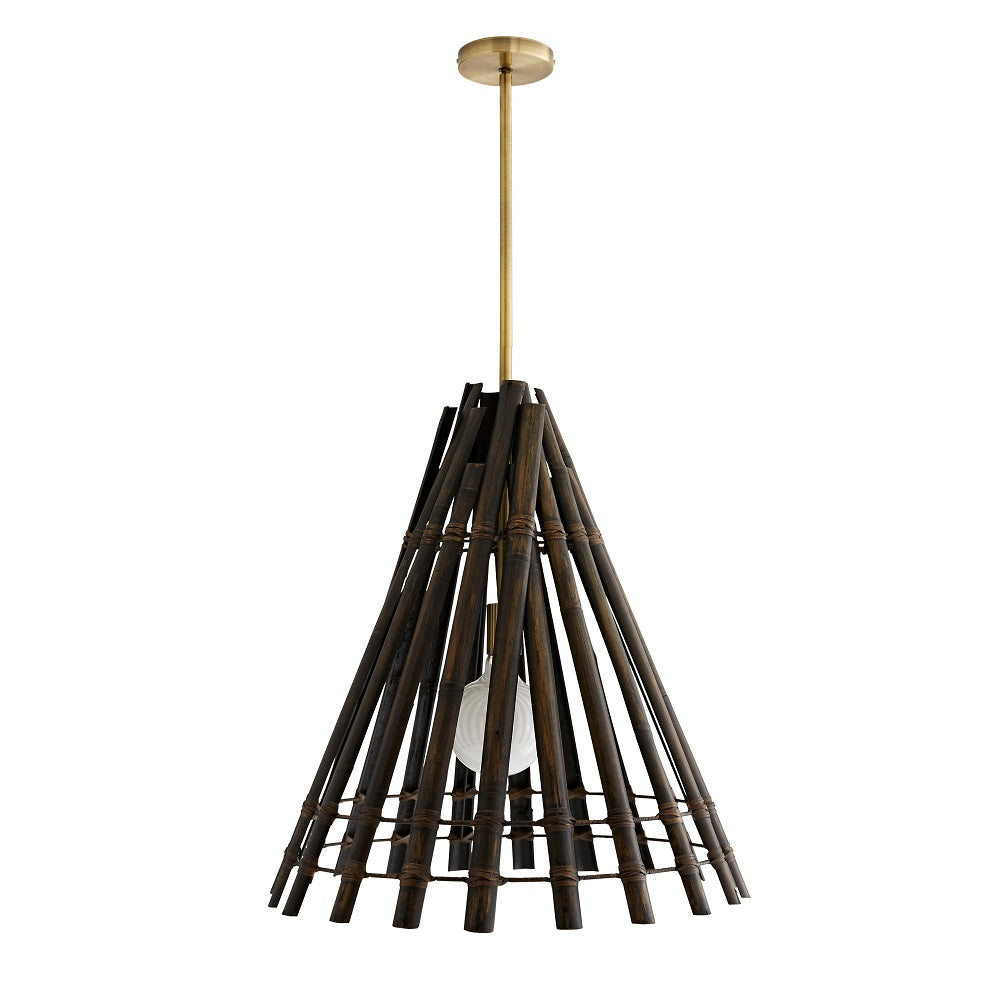 Bamboo Brass Hardware Pendant Light with Adjustable Height