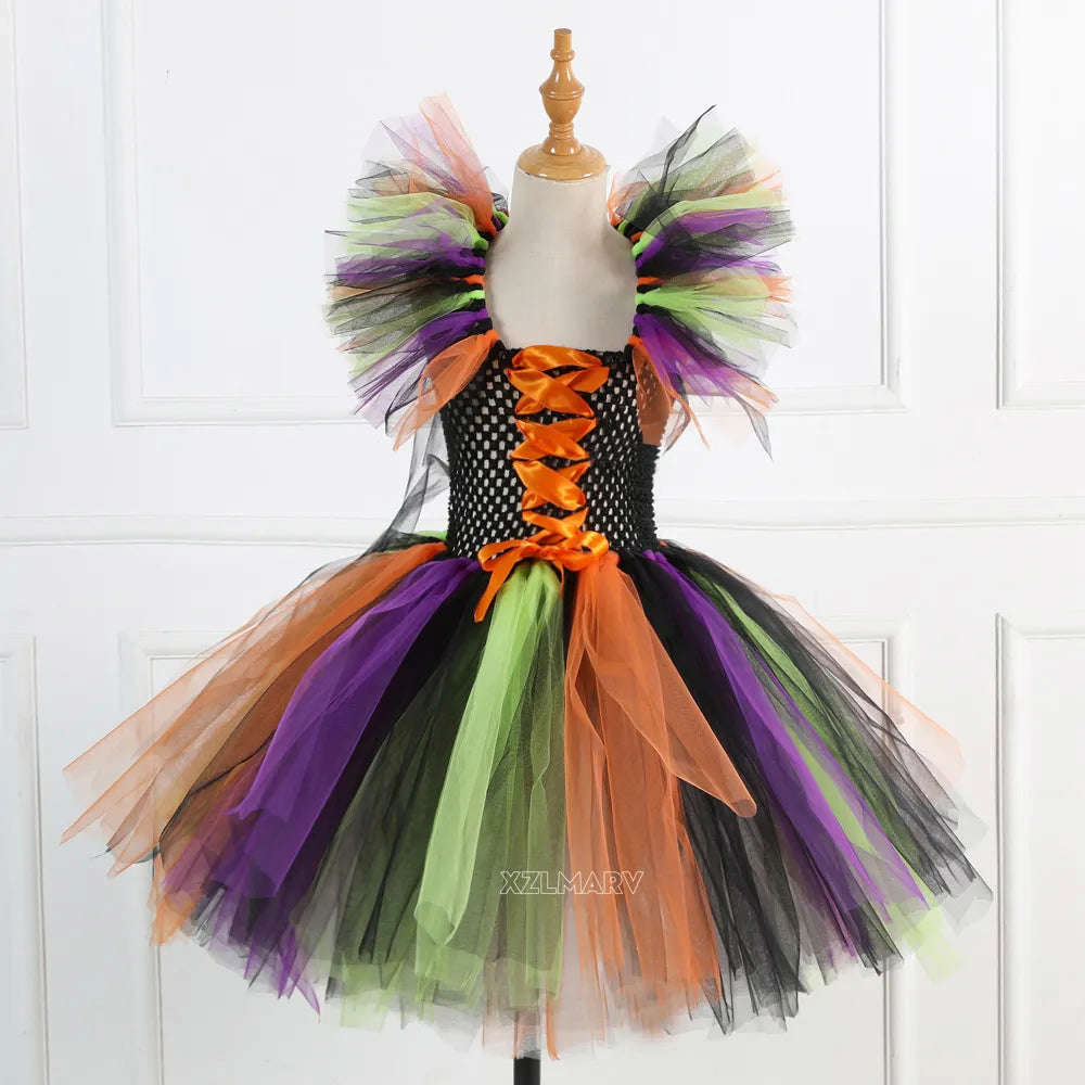 Kids Girls Carnival Vestidos Clothing Set with Bag and Hat for Halloween