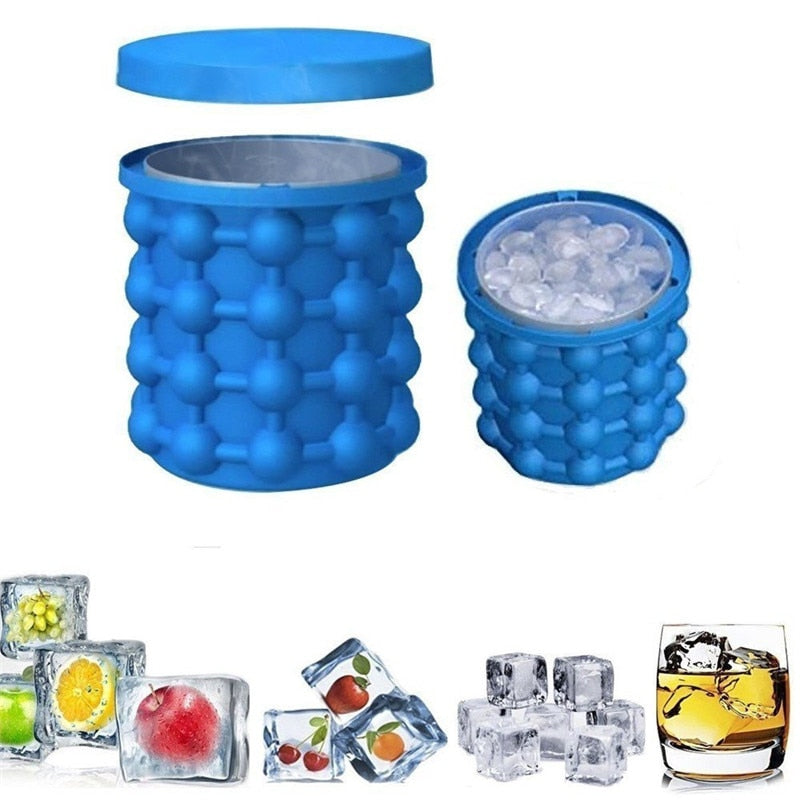 Silicone Ice Cube Maker Portable Bucket for Wine, Beer, and Whiskey Cooling