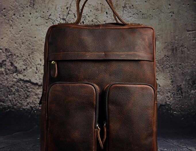 Cool Vintage Leather Backpack for Men - Durable Travel & School Backpack