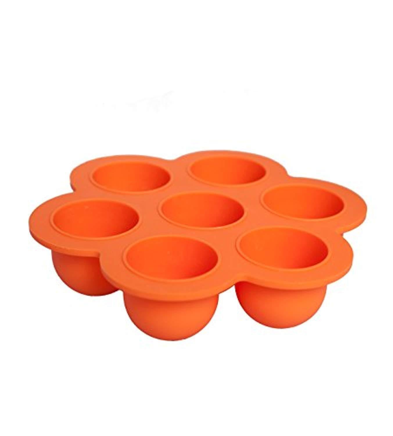 REDNOLIA Baby Food Freezer Tray with Spoon - BPA-Free Silicone Food Storage Container for Homemade Baby Food Purees and BreastMilk (7 x 2.5 OZ, Orange)