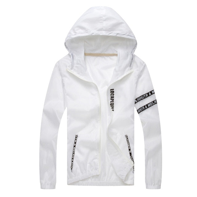 Men's Summer Windbreaker Jacket - Sun Protection, Hooded, Lightweight for Sports & Cycling