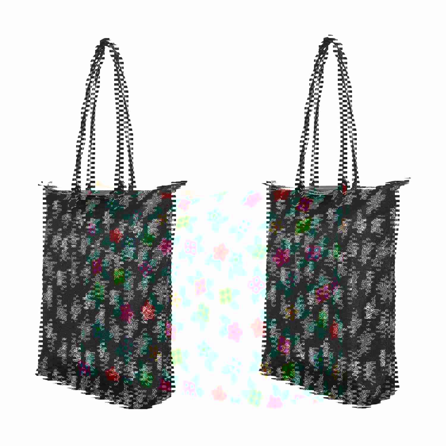 Berry Flowers Black Single-Shoulder Lady Handbag