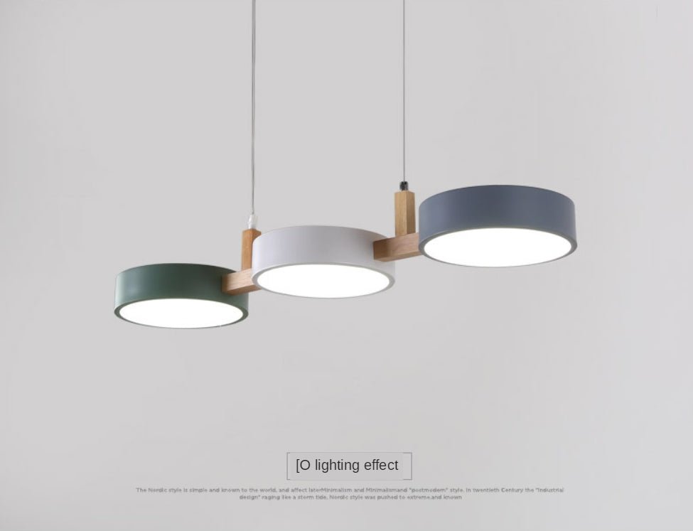 MIRODEMI® Nordic Natural Wood Chandelier with 3 Switchable Colors for Dining Room, Kitchen
