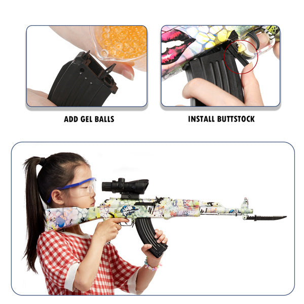Splatter Ball Gun Gel Ball Blaster Electric Toy Gun for Kids - 11000 Non-Toxic, Eco-Friendly Gellets (Green)