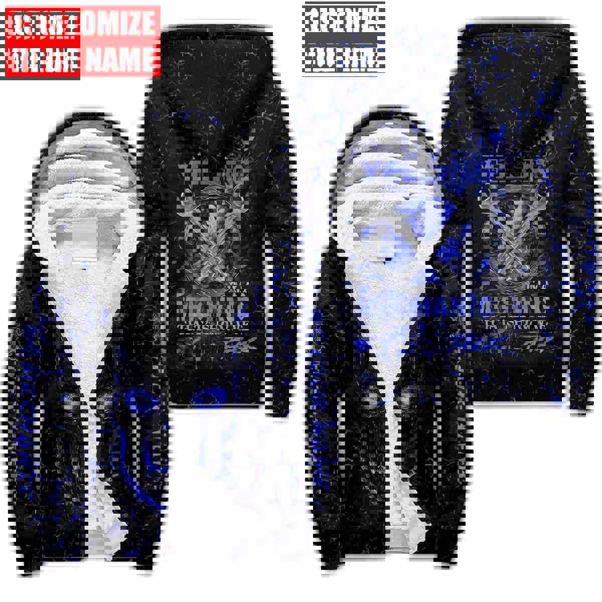 Joycorners Mechanic Custom Name Skull Printed 3D Hoodie
