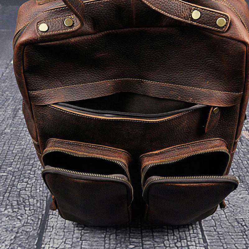 Cool Vintage Leather Backpack for Men - Durable Travel & School Backpack