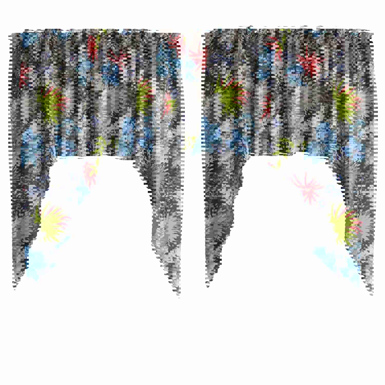 Swag Valance Cotton Floral Hawaiian Tropical Print 58 Wide / 36 Tall