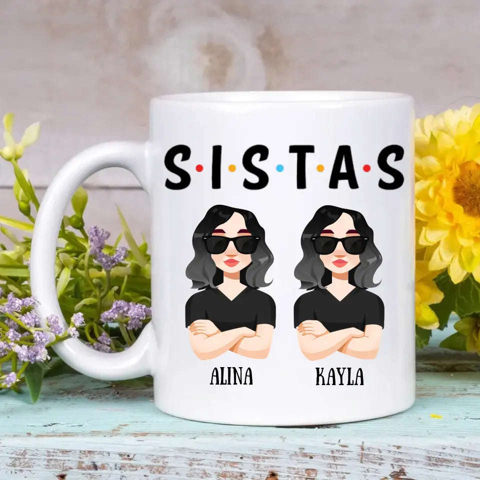 Personalized Custom White Mug - Juneteenth, Birthday Gift For Friends, Besties - Sistas Forever