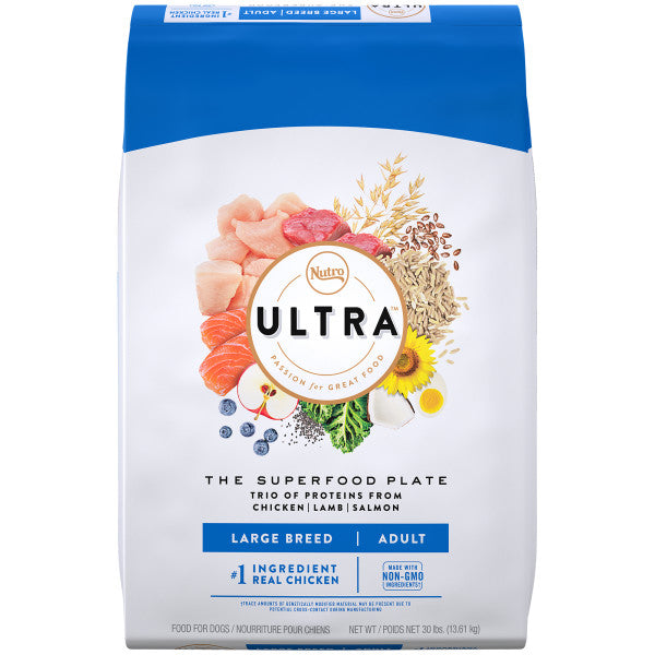 NUTRO ULTRA Adult High Protein Natural Large Breed Dry Dog Food with Chicken, Lamb & Salmon - 30 lb