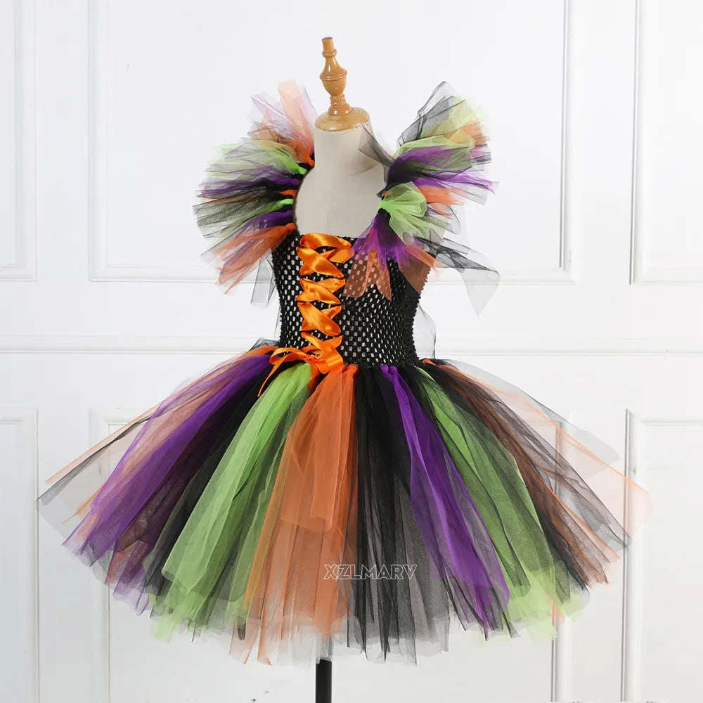 Kids Girls Carnival Vestidos Clothing Set with Bag and Hat for Halloween