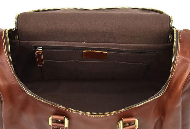 Cool Red Large Leather Men's Overnight Travel Duffle Weekender Bag