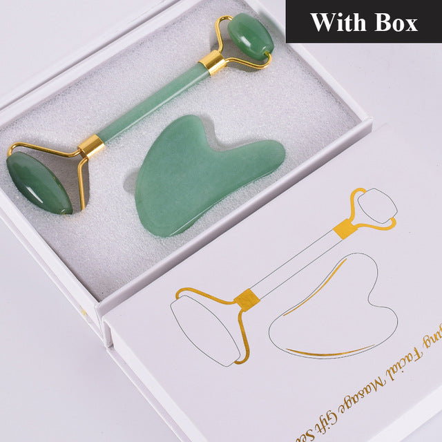 Rose Quartz Jade Roller - Natural Crystal Facial Massager for Skin Care & Beauty