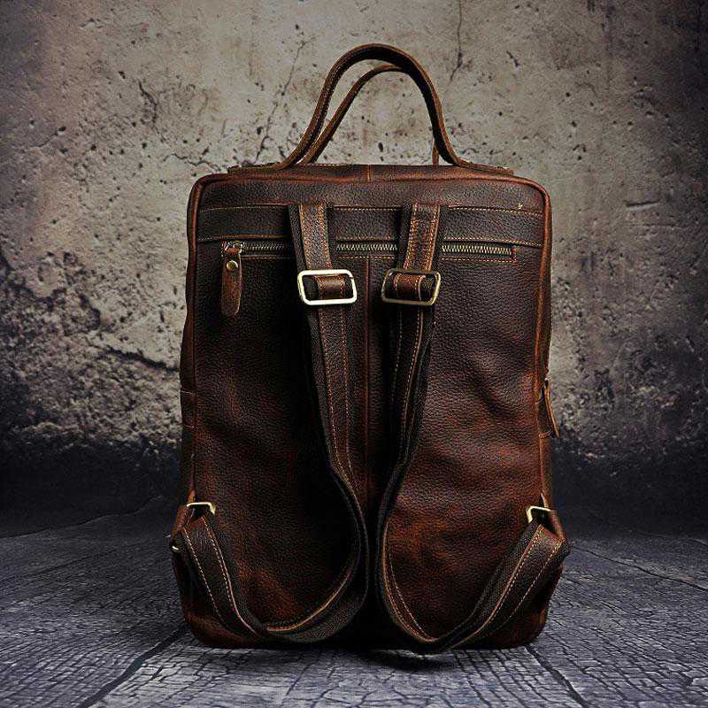 Cool Vintage Leather Backpack for Men - Durable Travel & School Backpack