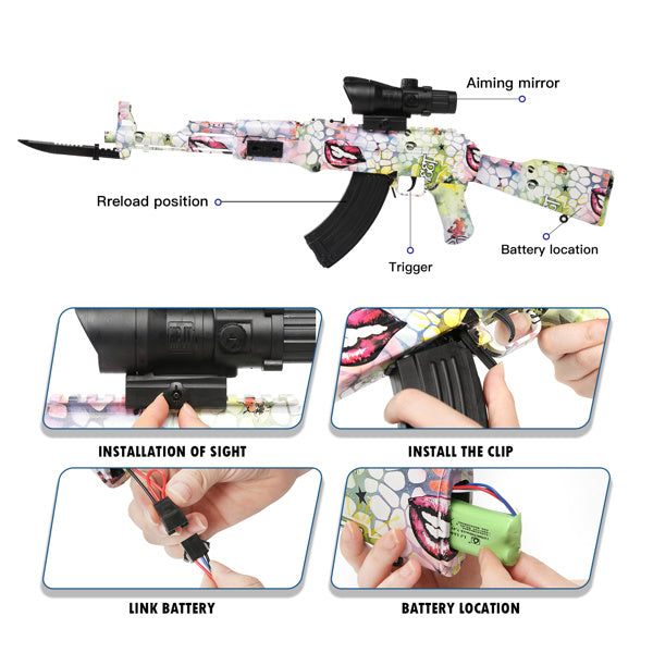 Splatter Ball Gun Gel Ball Blaster Electric Toy Gun for Kids - 11000 Non-Toxic, Eco-Friendly Gellets (Green)