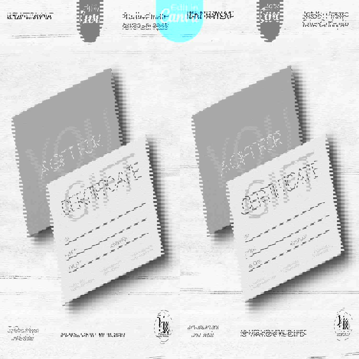 Simply Modern Gift Certificate Template - Editable Business Card for Health, Beauty, and Hair Businesses