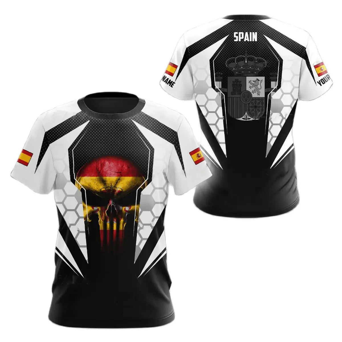 Spain National Emblem Printed 3D Men's T-Shirt - O-Neck Short Sleeve Fashion Cool Loose Fit Shirt