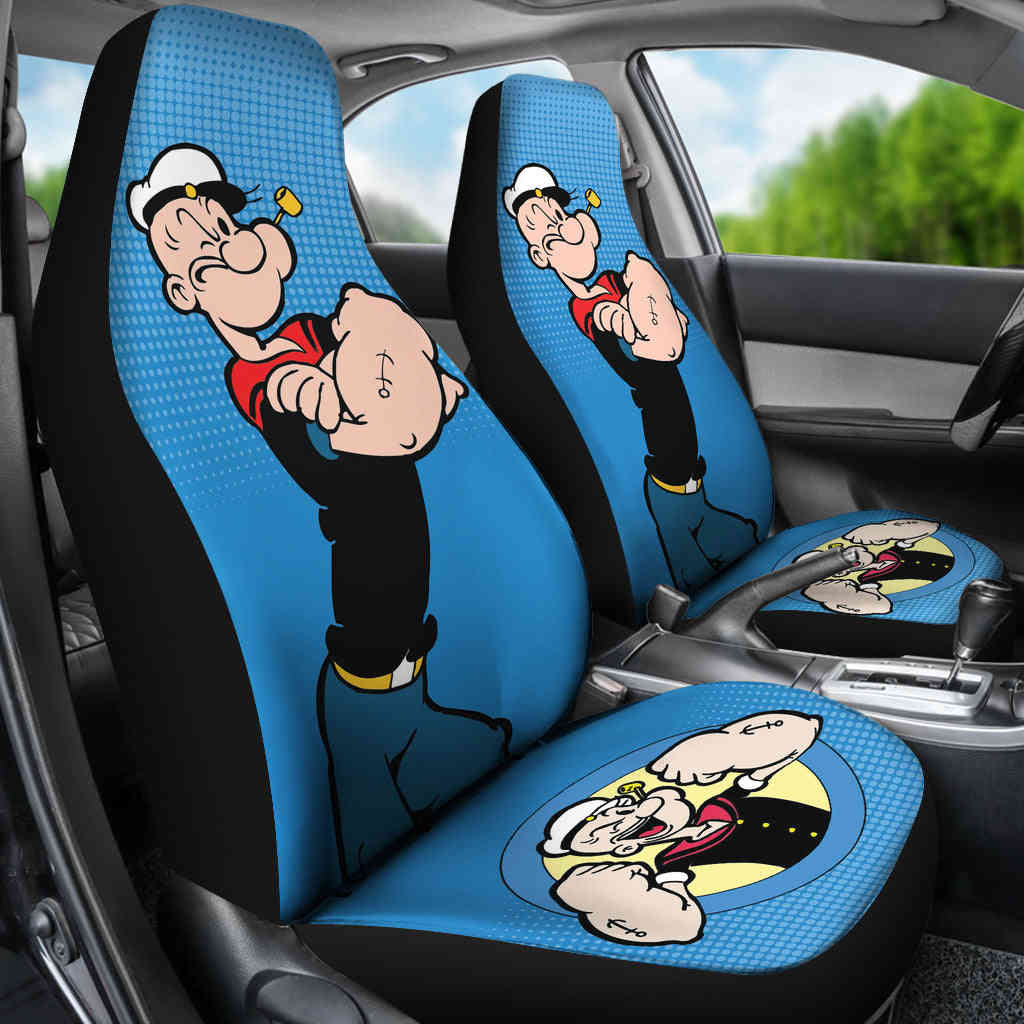 Popeye Car Seat Covers - Halftone Background Design