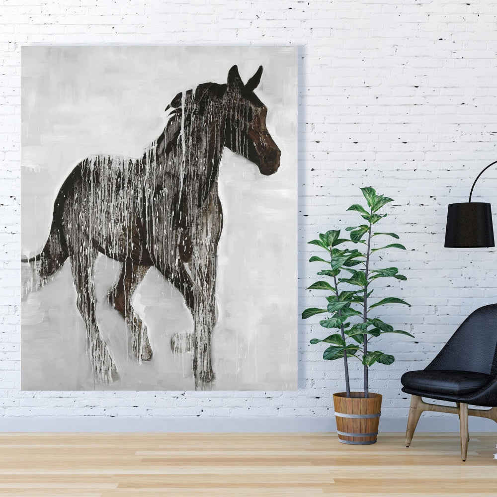 Abstract Brown Horse Fine Art Gallery Wrapped Canvas 24x36