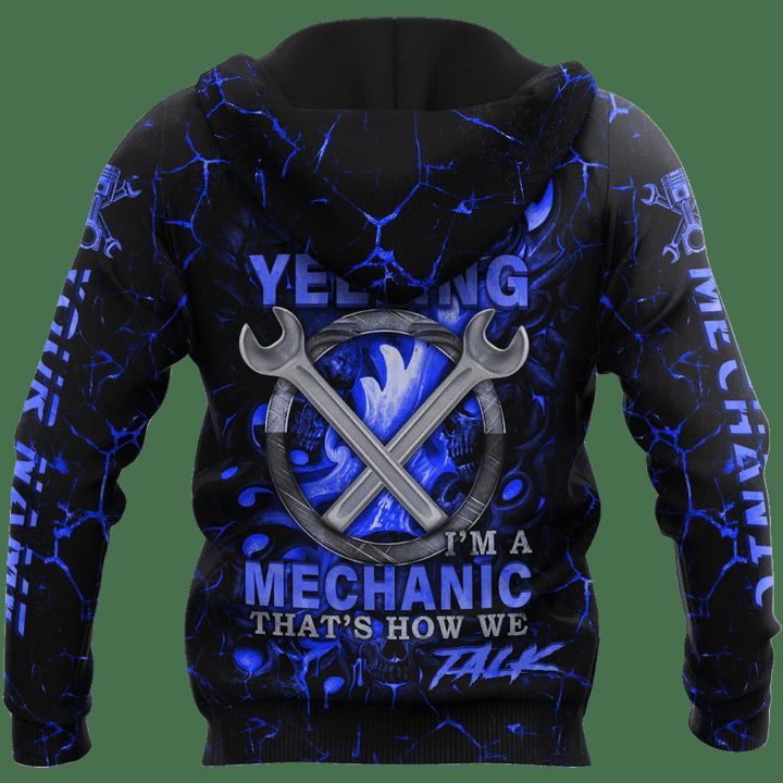 Joycorners Mechanic Custom Name Skull Printed 3D Hoodie